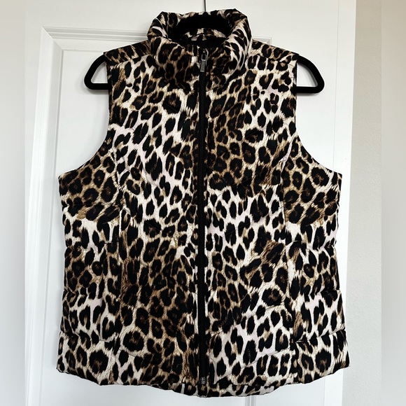 Lands End leopard print down vest - Picture 2 of 5